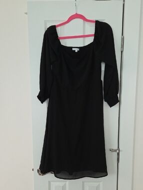 Baltic Born Black Midi Peasant Dress